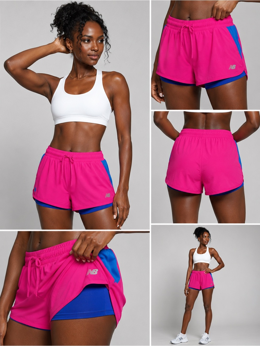 New Balance Lightning Dry Pink Blue Running Shorts L